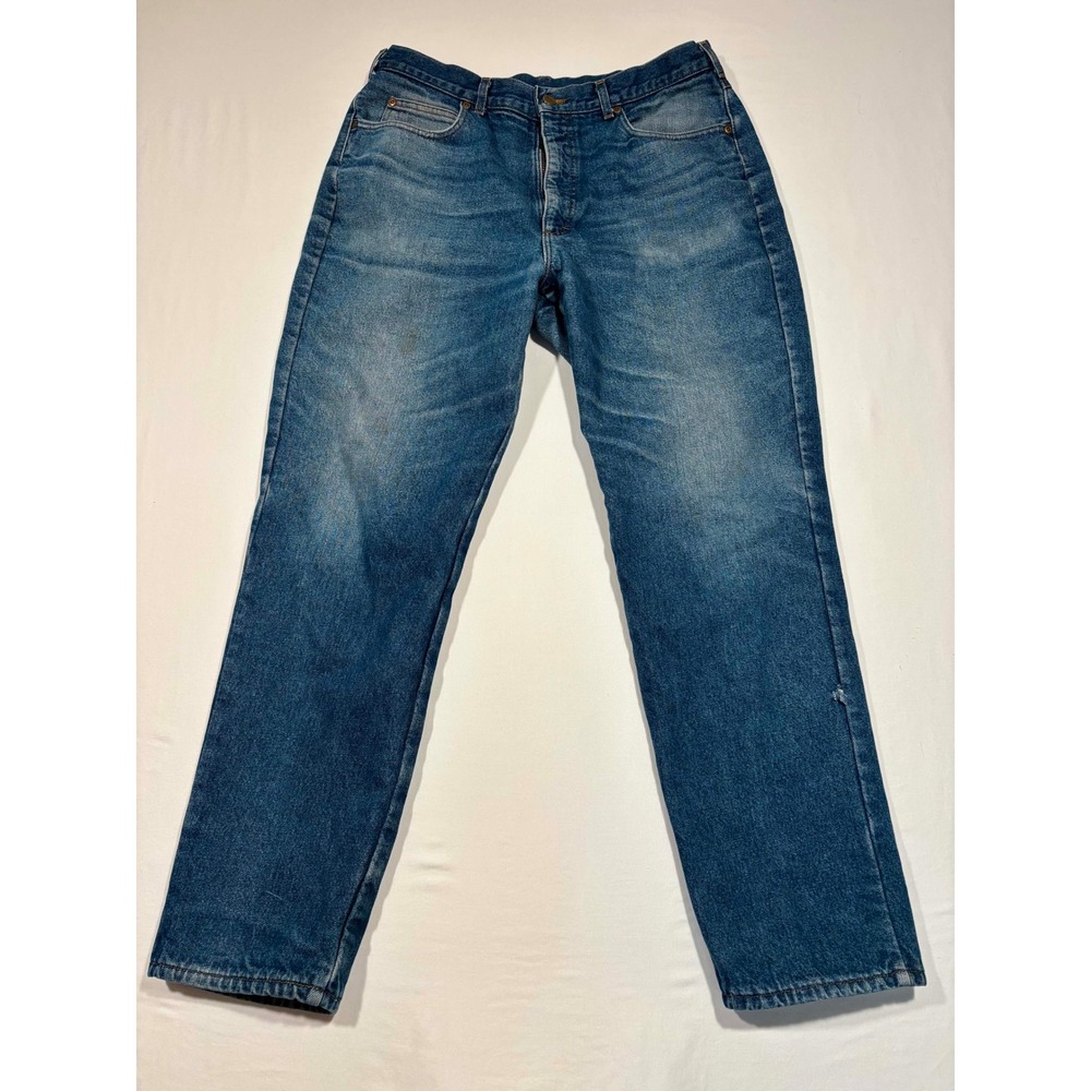 Vintage LL Bean Flannel Lined Jeans Mens 38x32 Medium Wash Plaid Made in USA